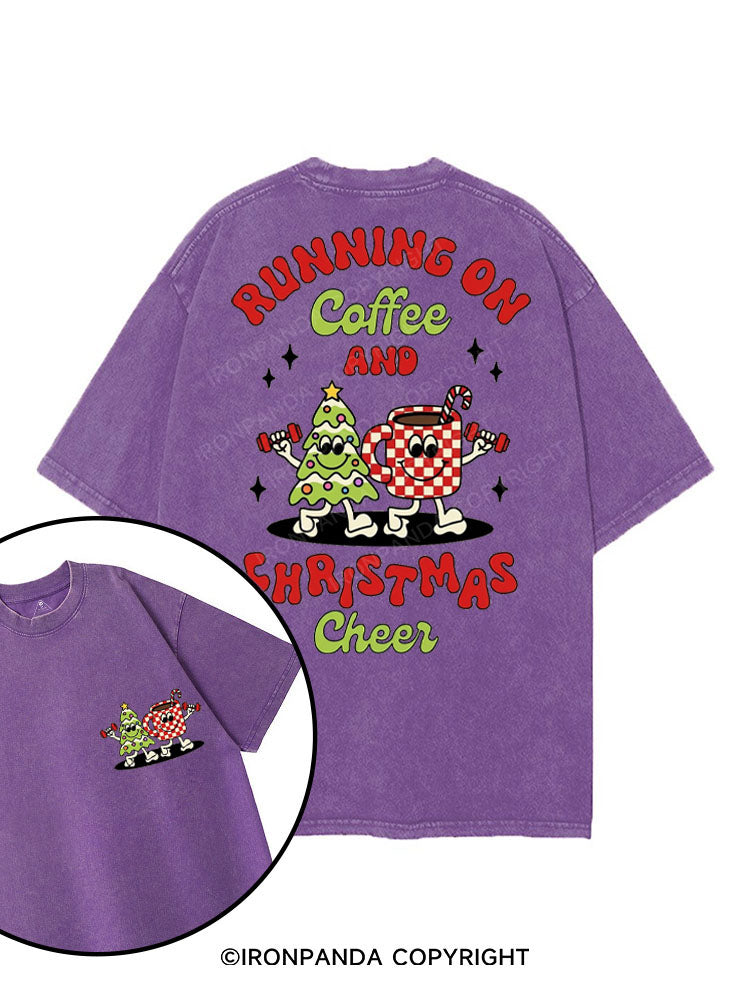 RUNNING ON COFFEE AND CHRISTMAS CHEER printed Gym Shirt