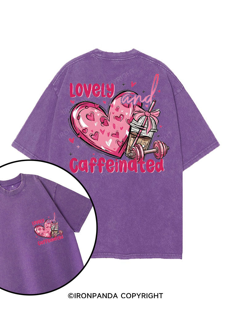 LOVELY AND CAFFEINATED printed Gym Shirt