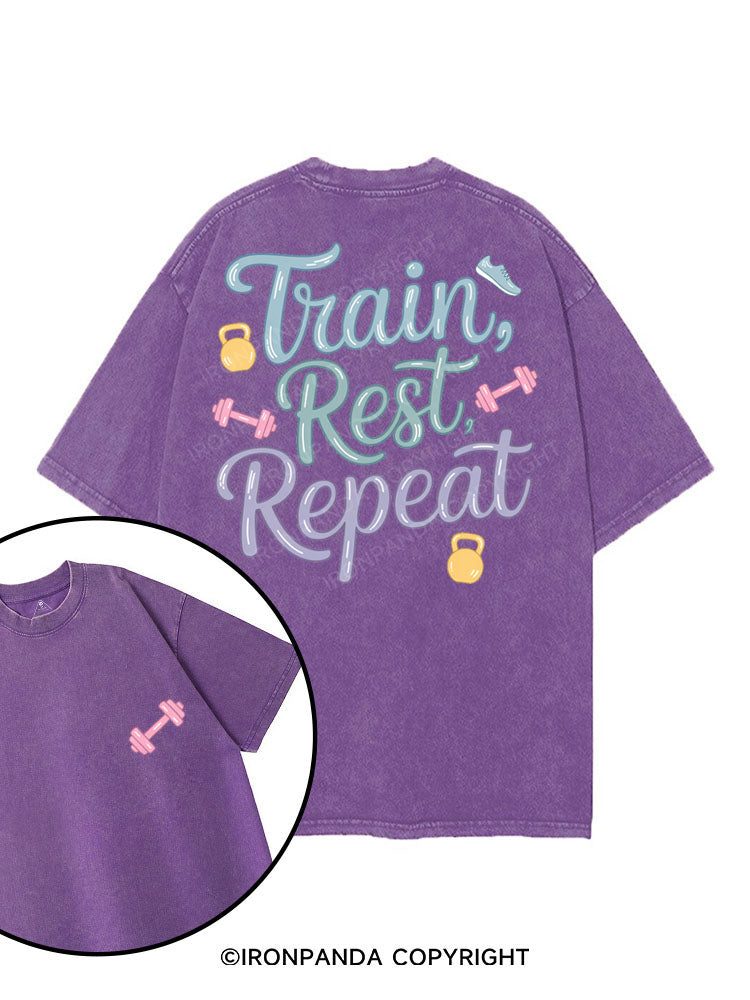 TRAIN REST REPEAT printed Gym Shirt