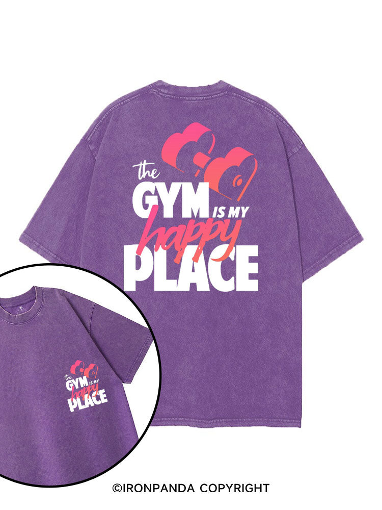 THE GYM IS MY HAPPY PLACE printed Gym Shirt
