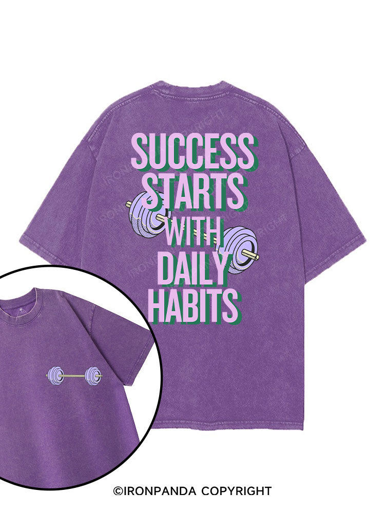 SUCCESS STARTS WITH DAILY HABITS printed Gym Shirt