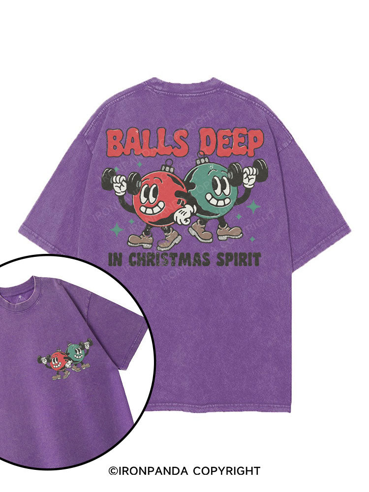BALLS DEEP IN CHRISTMAS  SPIRIT printed Gym Shirt