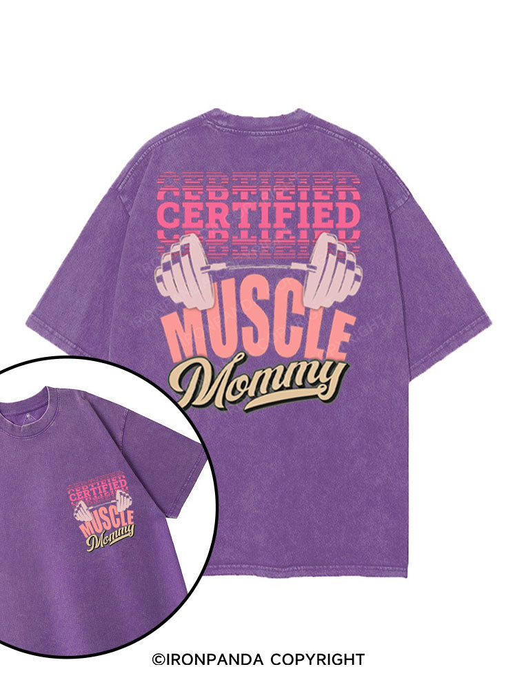 CERTIFIED MUSCLE MOMMY printed Gym Shirt