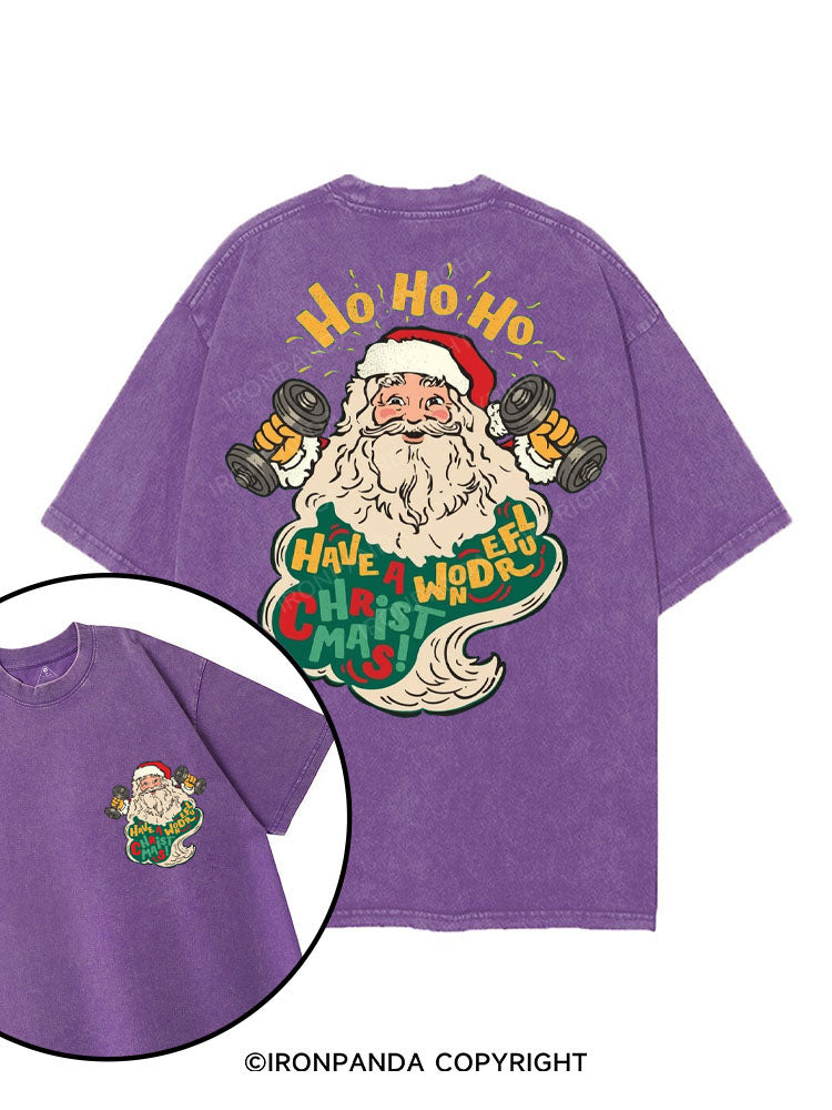 HO HO HO HAVE A WONDERFUL CHRISTMAS printed Gym Shirt