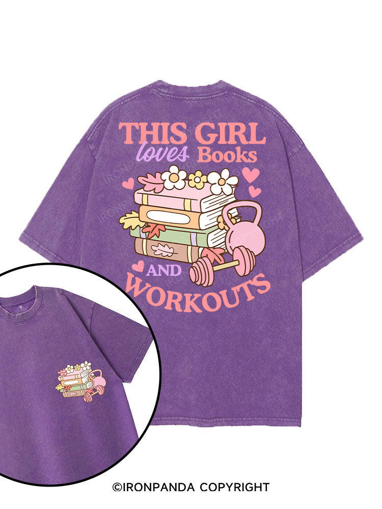 THIS GIRL LOVES BOOKS AND WORKOUTS printed Gym Shirt