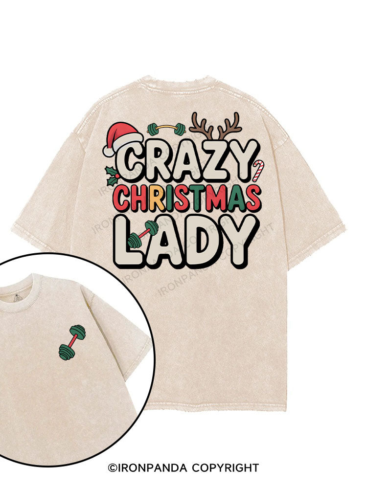CRAZY CHRISTMAS LADY printed Gym Shirt