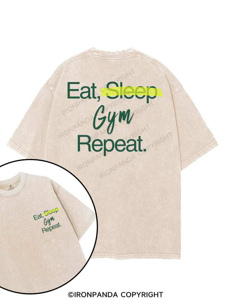 EAT SLEEP GYM REPEAT printed Gym Shirt