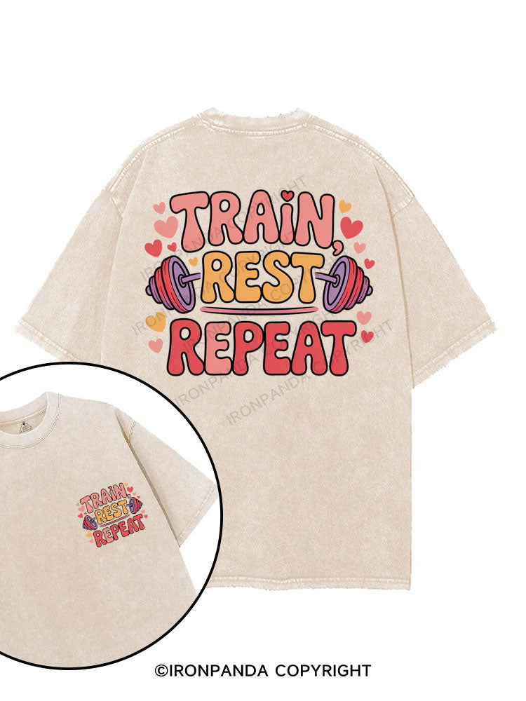 TRAIN, REST, REPEAT printed Gym Shirt