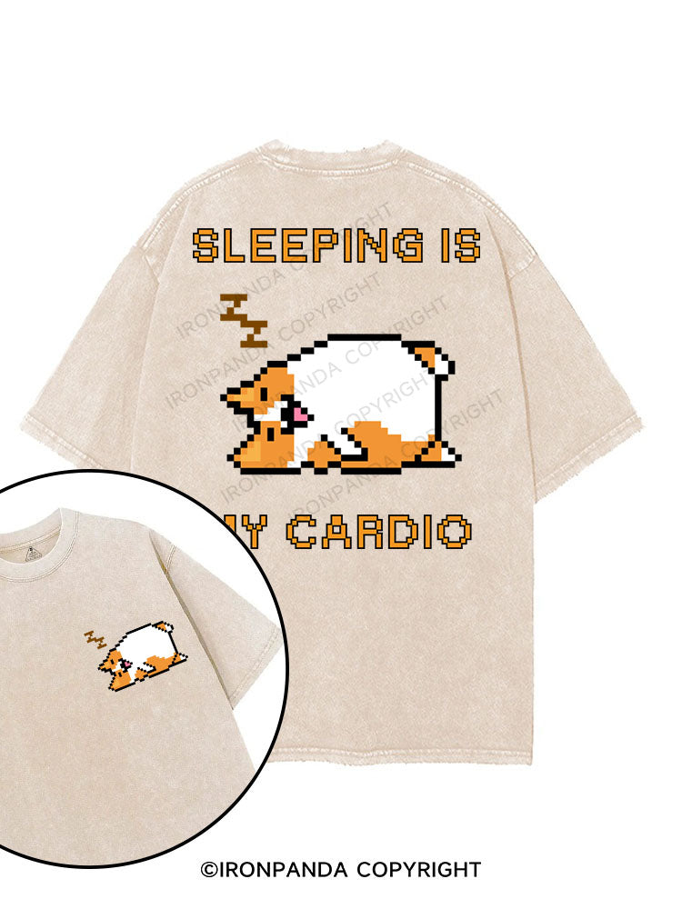 SLEEPING IS MY CARDIO printed Gym Shirt