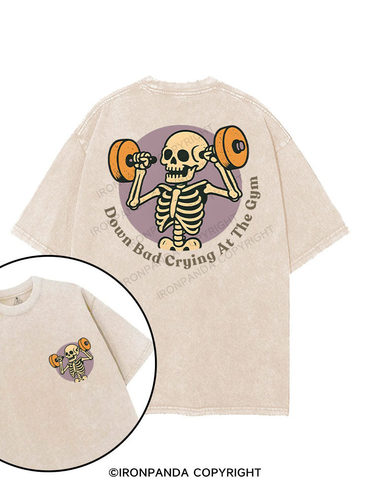DOWN BAD CRYING AT THE GYM printed Gym Shirt