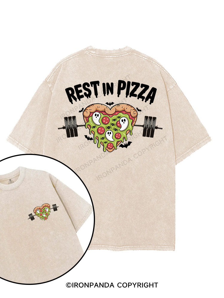REST IN PIZZA printed Gym Shirt