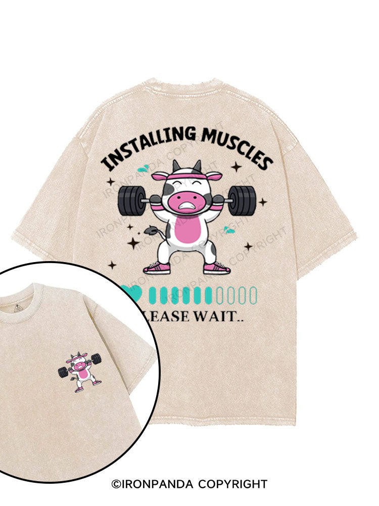 INSTALLING MUSCLES PLEASE WAIT printed Gym Shirt