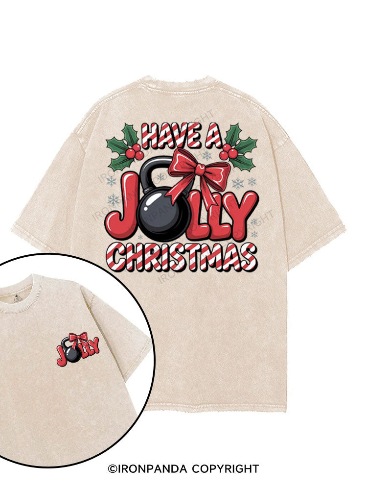 HAVE A JOLLY CHRISTMAS printed Gym Shirt