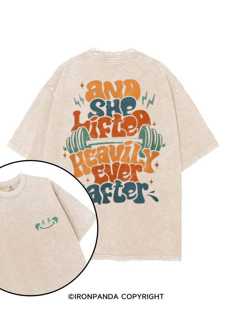 AND SHE LIFTED HEAVILY EVER AFTER printed Gym Shirt