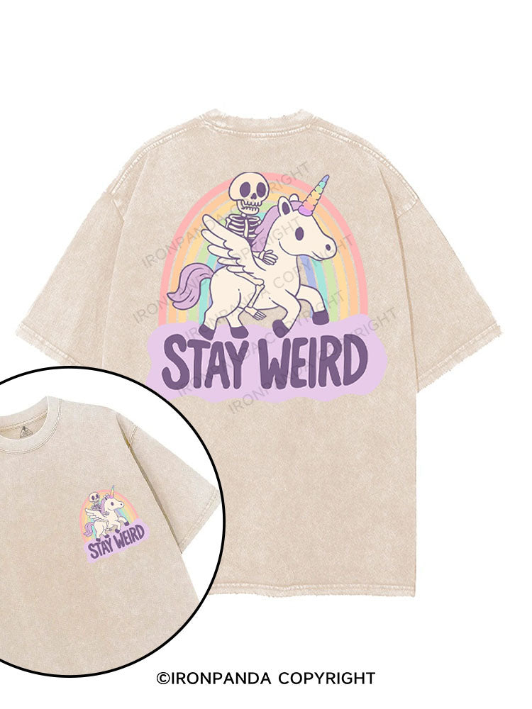 STAY WEIRD printed Gym Shirt