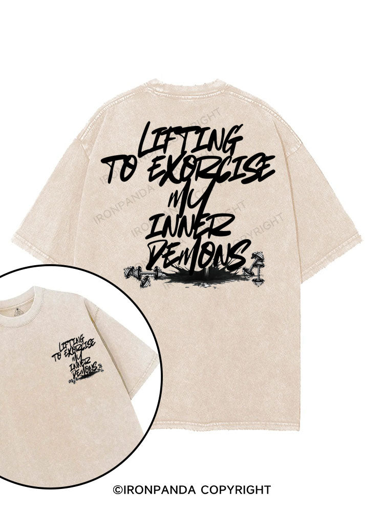 LIFTING TO EXORCISE MY INNER DEMONS printed Gym Shirt