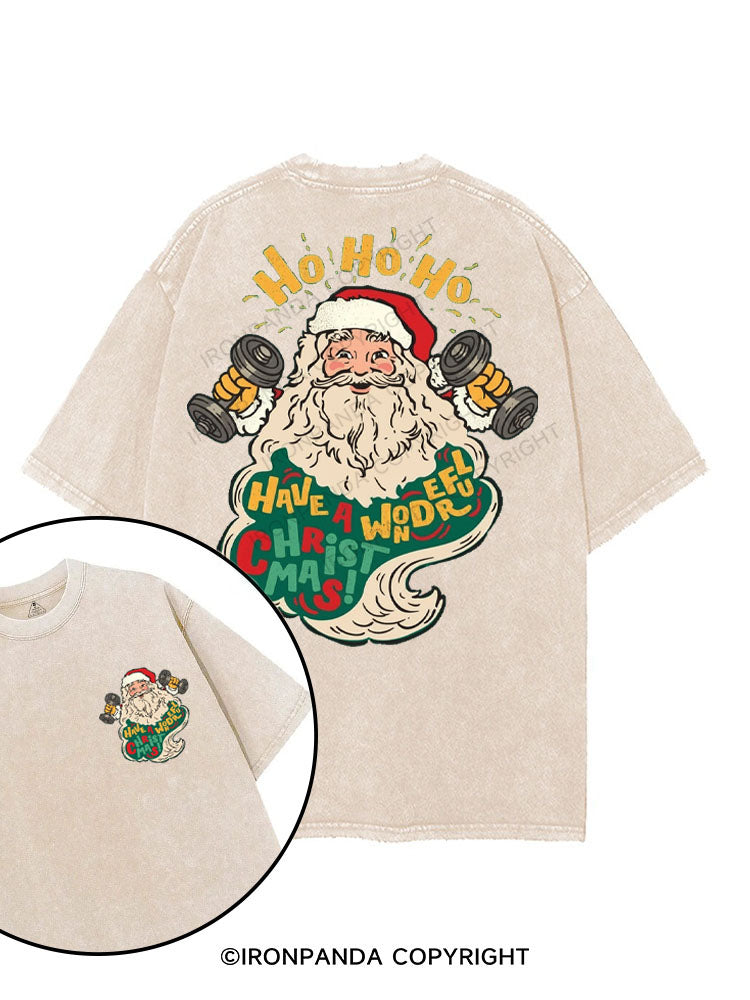 HO HO HO HAVE A WONDERFUL CHRISTMAS printed Gym Shirt