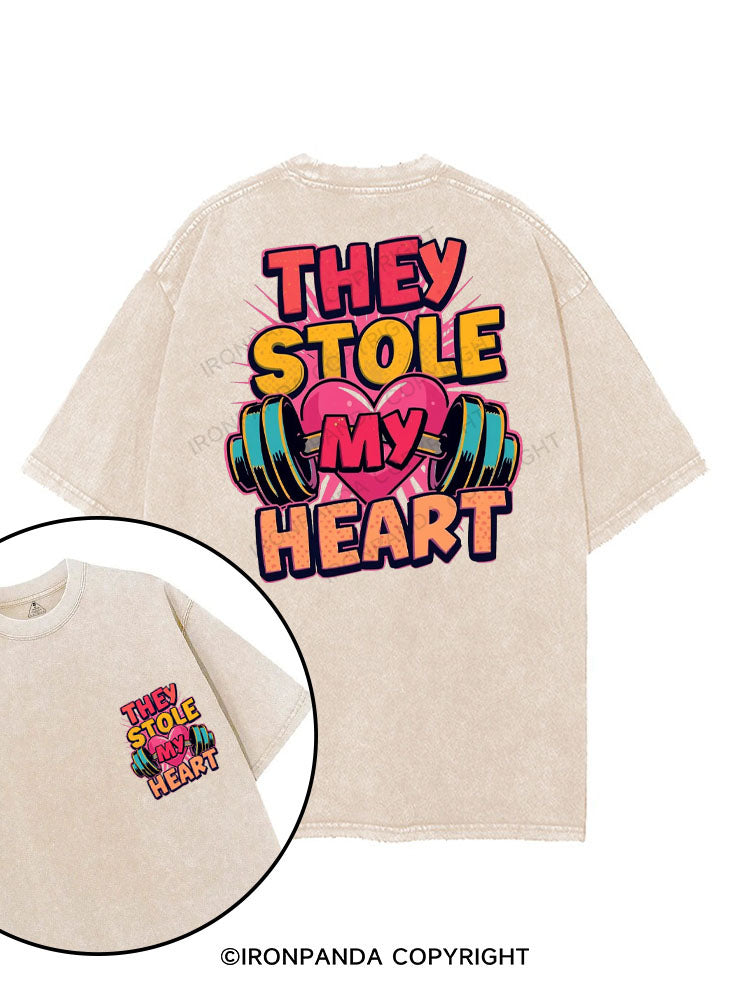 THEY STOLE MY HEART printed Gym Shirt
