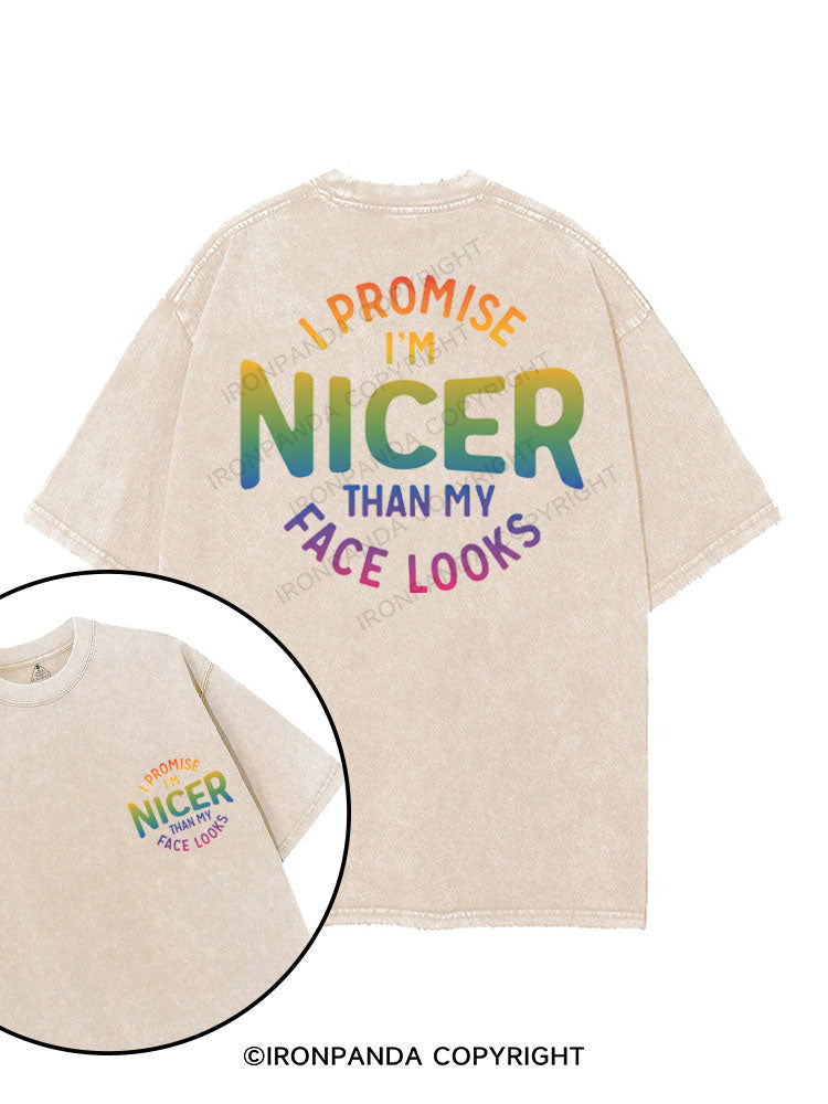 I PROMISE I'M NICER THAN MY FACE LOOKS printed Gym Shirt