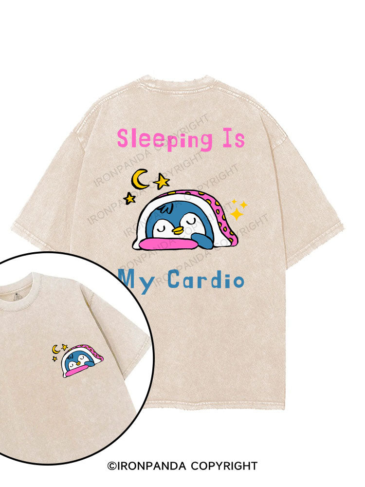 SLEEPING IS MY CARDIO printed Gym Shirt
