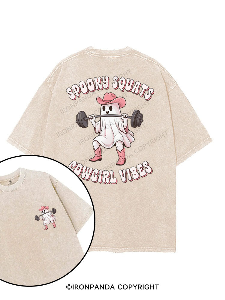 SPOOKY SQUATS COWGIRL VIBES printed Gym Shirt