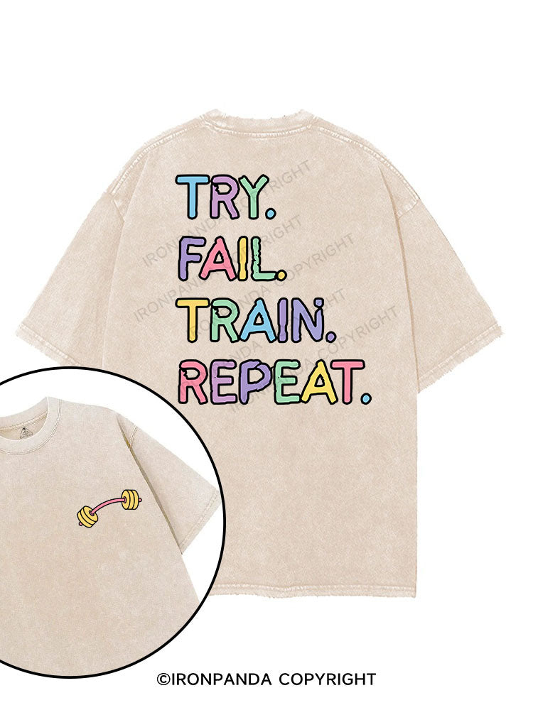 TRY FAIL TRAIN REPEAT printed Gym Shirt