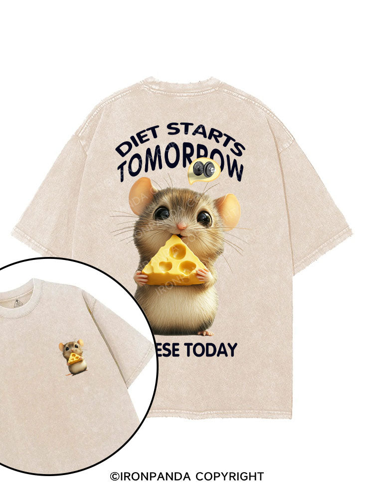 DIET STARTS TOMORROW CHEESE TODAY printed Gym Shirt