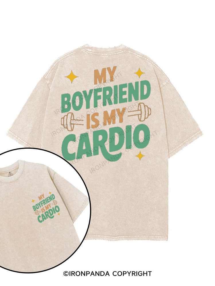 MY BOYFRIEND IS MY CARDIO printed Gym Shirt