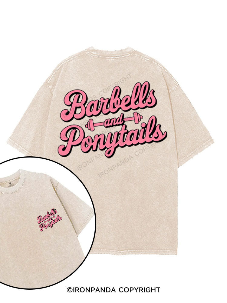 BARBELLS AND PONYTAILS printed Gym Shirt