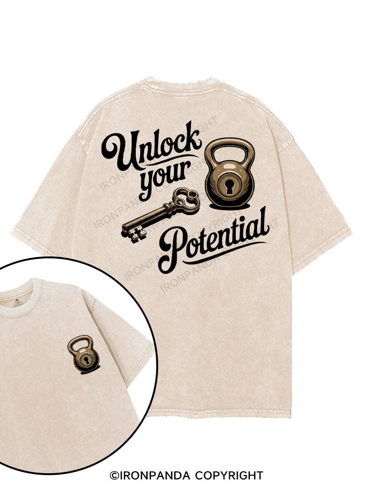 UNLOCK YOUR POTENTIAL printed Gym Shirt