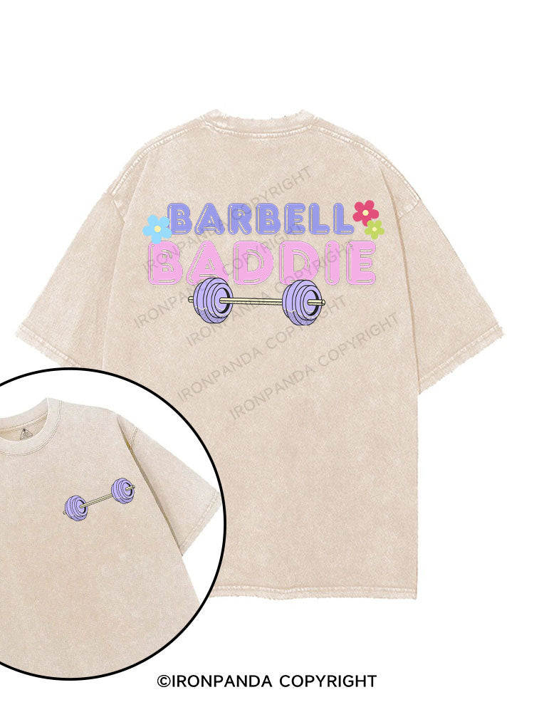 BARBELL BADDIE printed Gym Shirt