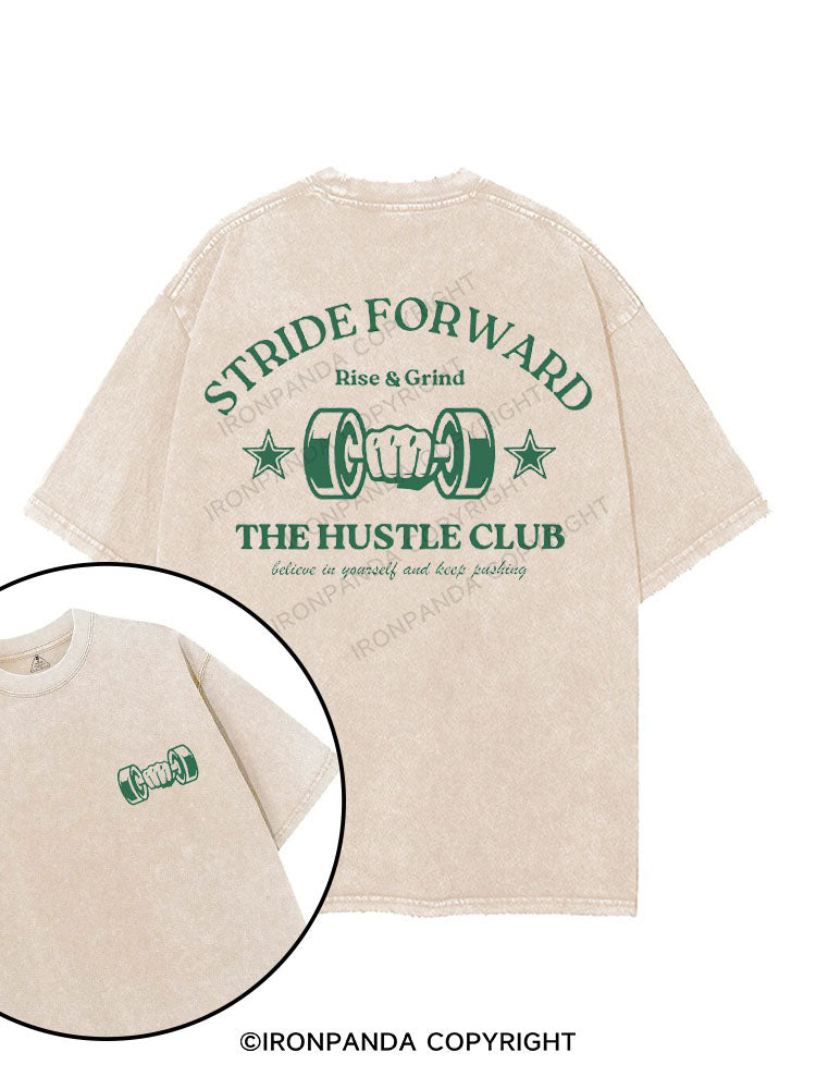 STRIDE FORWARD THE HUSTLE CLUB printed Gym Shirt