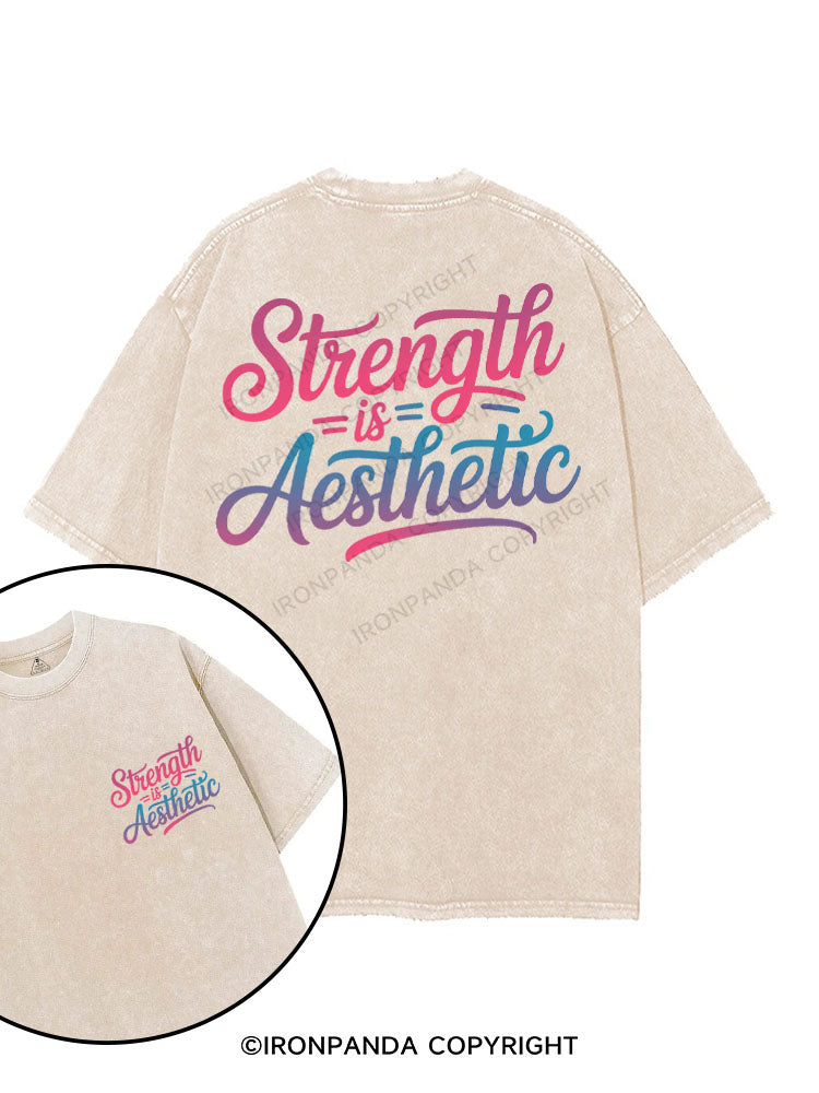 STRENGTH IS AESTHETIC printed Gym Shirt