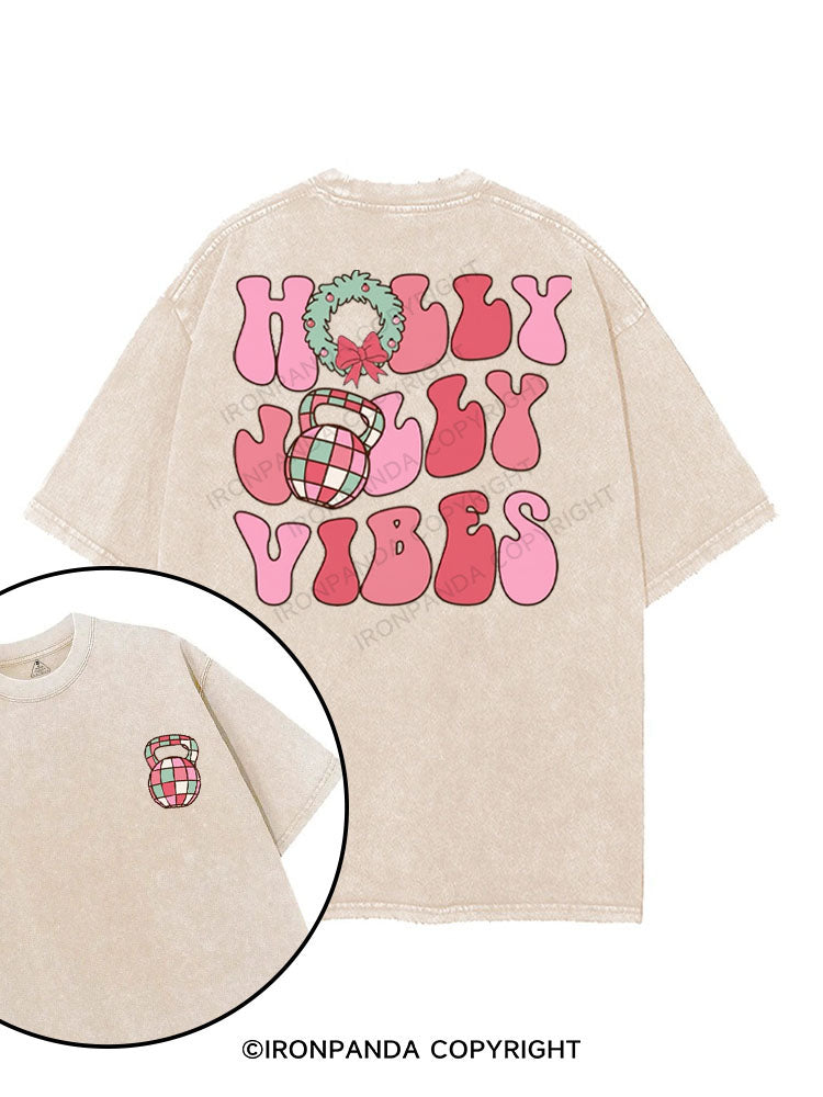 HOLLY JOLLY VIBES printed Gym Shirt