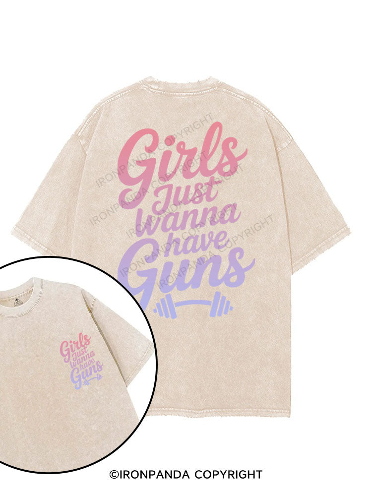 GIRLS JUST WANNA HAVE GUNS printed Gym Shirt
