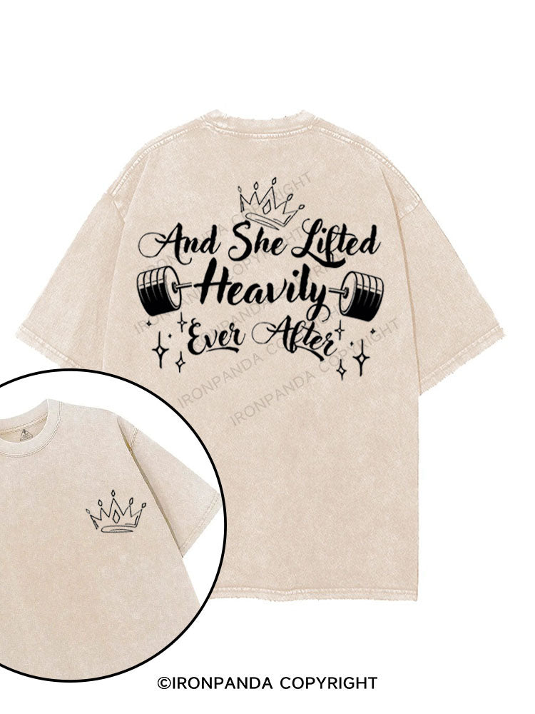 AND SHE LIFTED HEAVILY EVER AFTER printed Gym Shirt