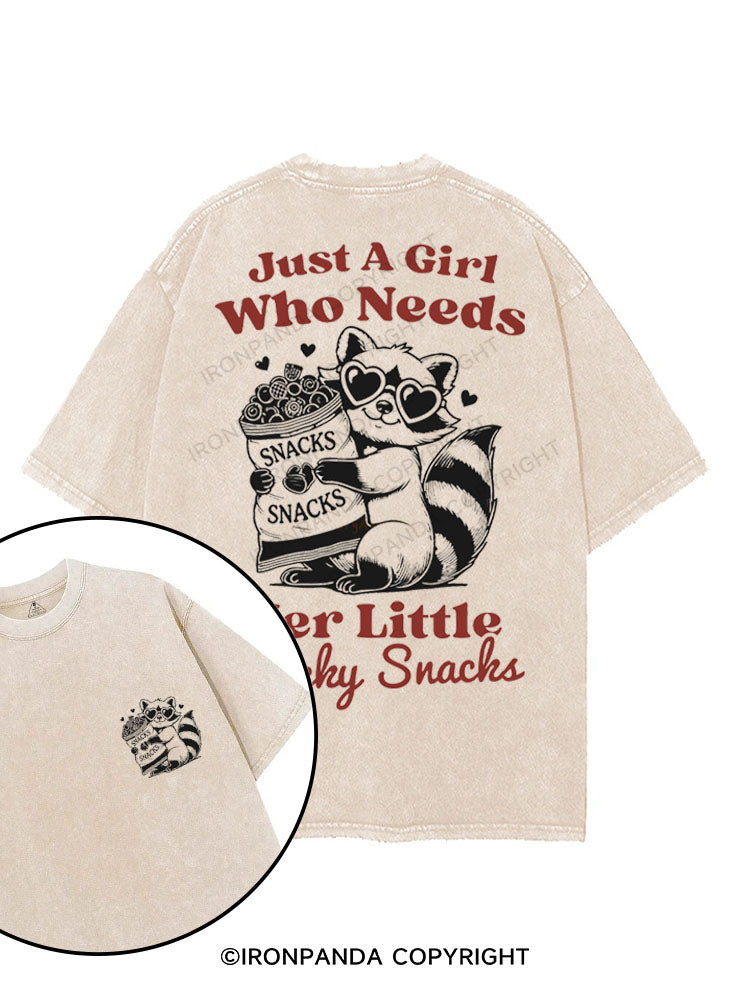 JUST A GIRL WHO NEEDS HER LITTLE SNACKY SNACKS printed Gym Shirt