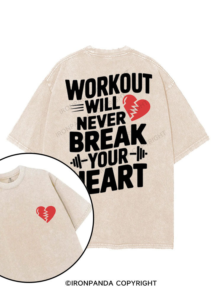 WORKOUT WILL NEVER BREAK YOUR HEART printed Gym Shirt