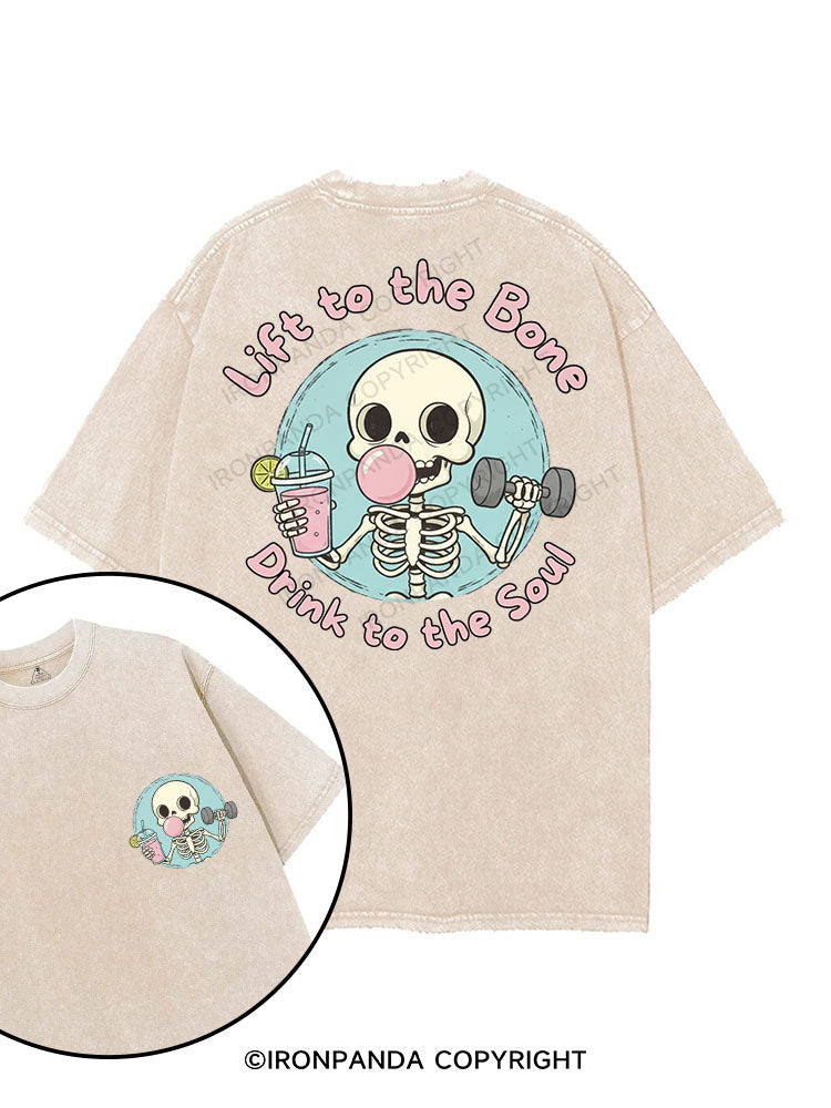 LIFT TO THE BONE, DRINK TO THE SOUL printed Gym Shirt