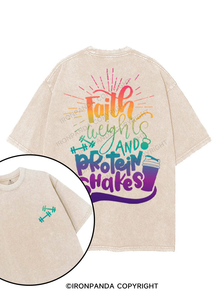 FAITH WEIGHTS AND PROTEIN SHAKES printed Gym Shirt