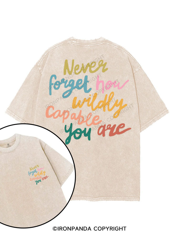 NEVER FORGET HOW WILDLY CAPABLE YOU ARE printed Gym Shirt
