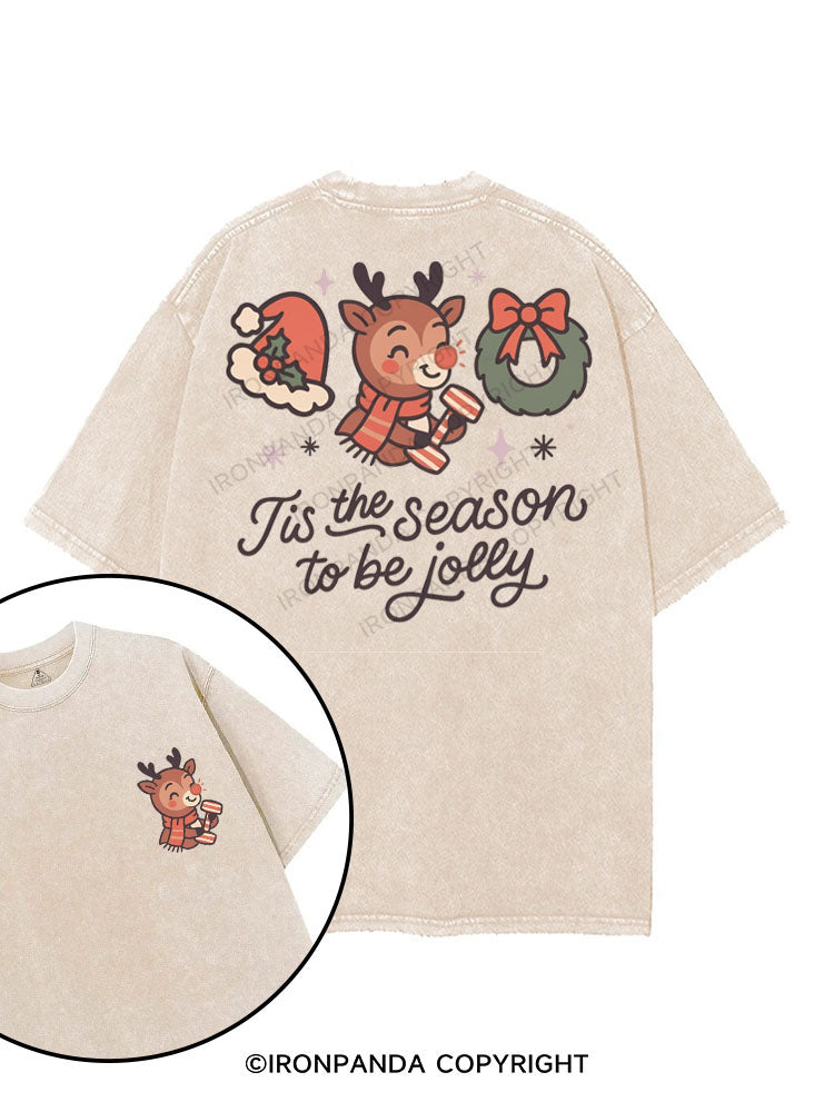 TIS THE SEASON TO BE JOLLY printed Gym Shirt