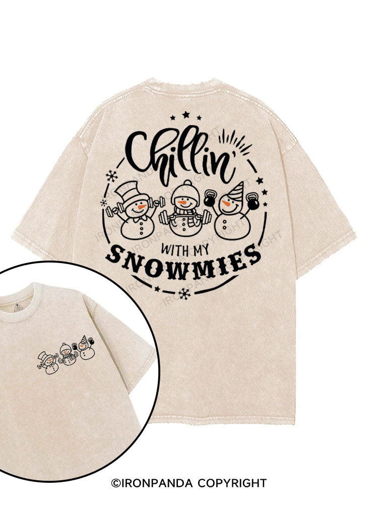 CHILLIN' WITH MY SNOWMIES printed Gym Shirt