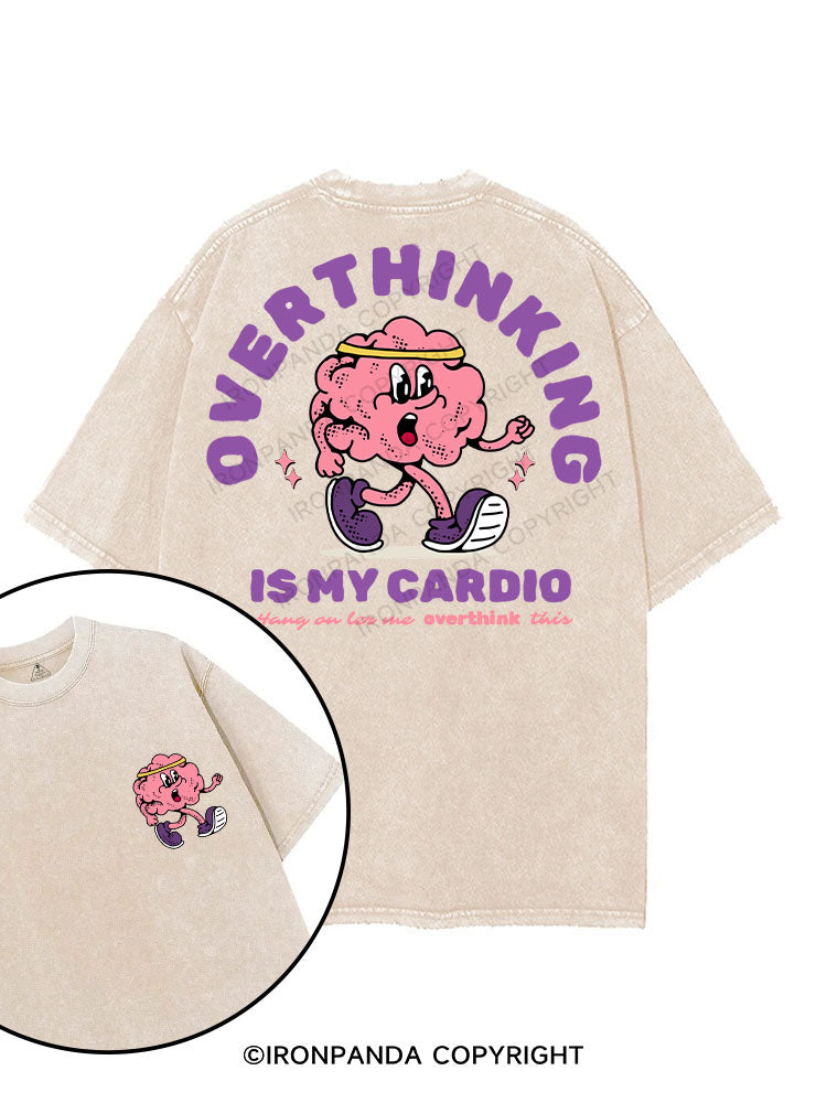 OVERTHINKING IS MY CARDIO printed Gym Shirt
