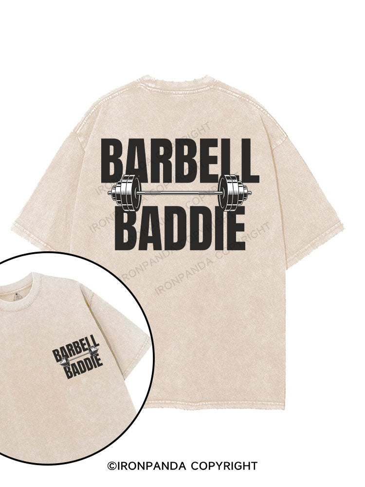 BARBELL BADDIE printed Gym Shirt