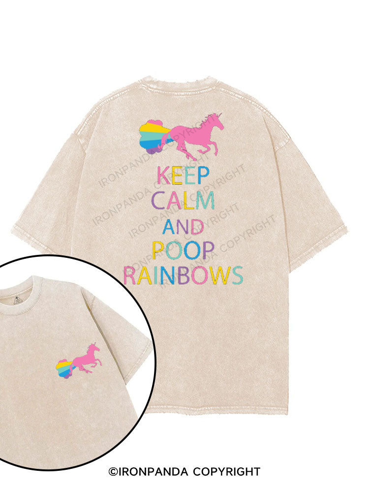 KEEP CALM AND POOP RAINBOWS printed Gym Shirt