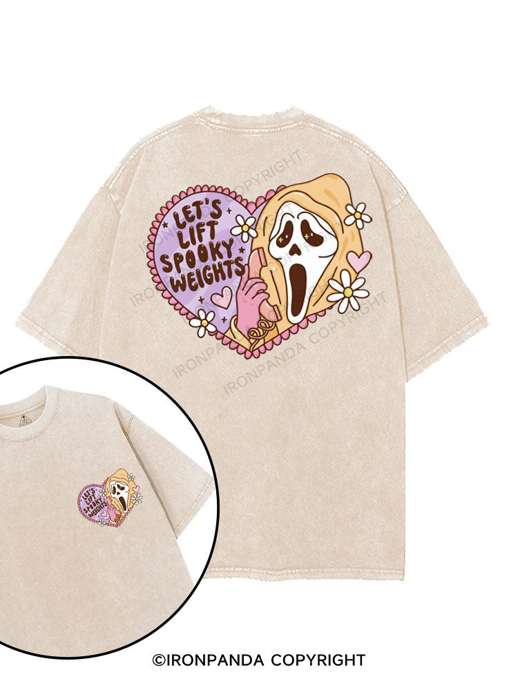 LET'S LIFT SPOOKY WEIGHTS printed Gym Shirt