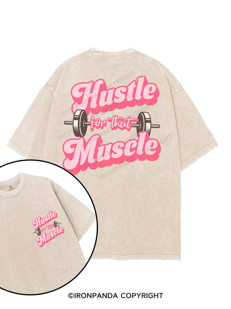 HUSTLE FOR THAT MUSCLE printed Gym Shirt