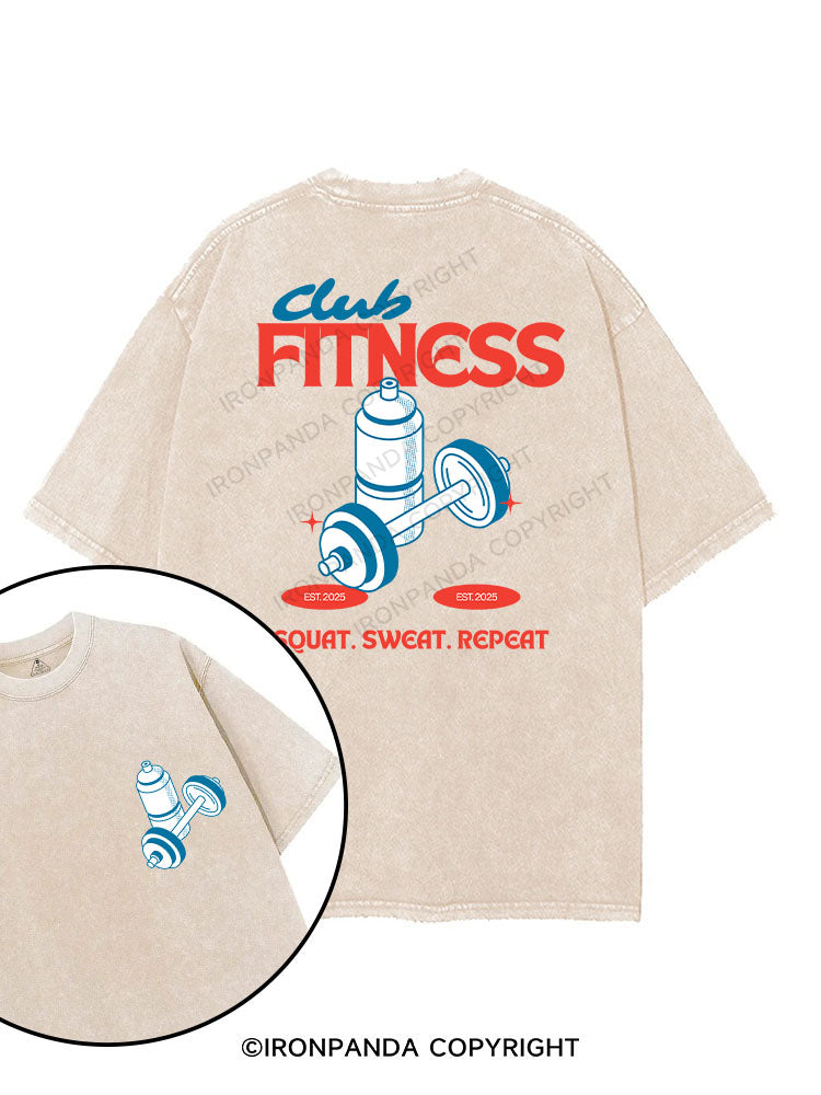 FITNESS CLUB SQUAT SWEAT REPEAT printed Gym Shirt