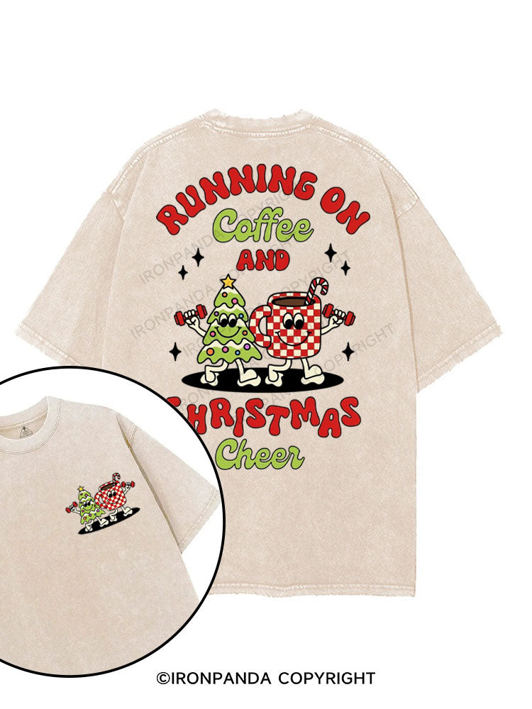 RUNNING ON COFFEE AND CHRISTMAS CHEER printed Gym Shirt